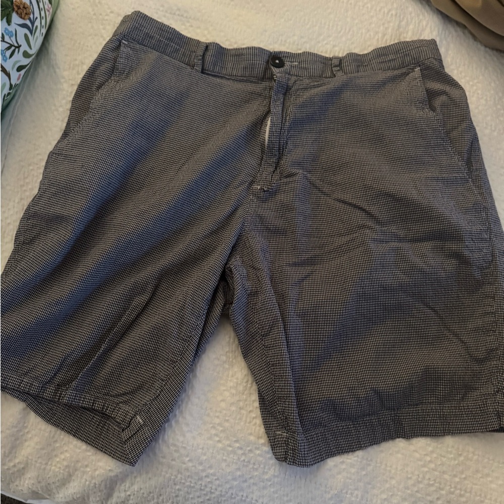 Lacoste Men's Black and White Patterned Shorts